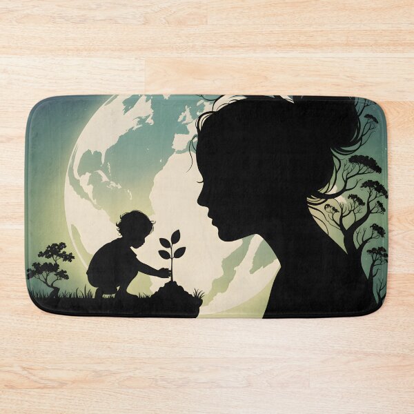 Item preview, Earth Day Mother Nature Child Planting Silhouette Art designed and sold by designscreators.