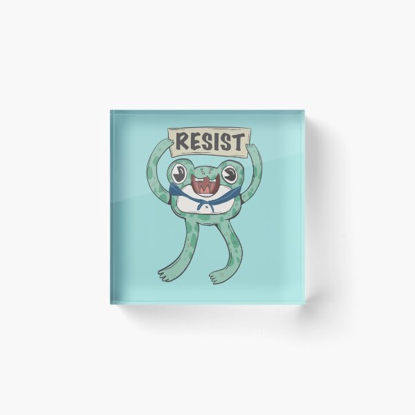 Item preview, new Resist Protest Frog - Portland Protest Frog with Sign designed and sold by crestfallenmermaid.