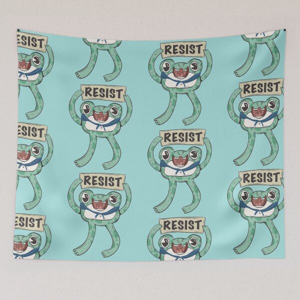 Item preview, new Resist Protest Frog - Portland Protest Frog with Sign designed and sold by crestfallenmermaid.
