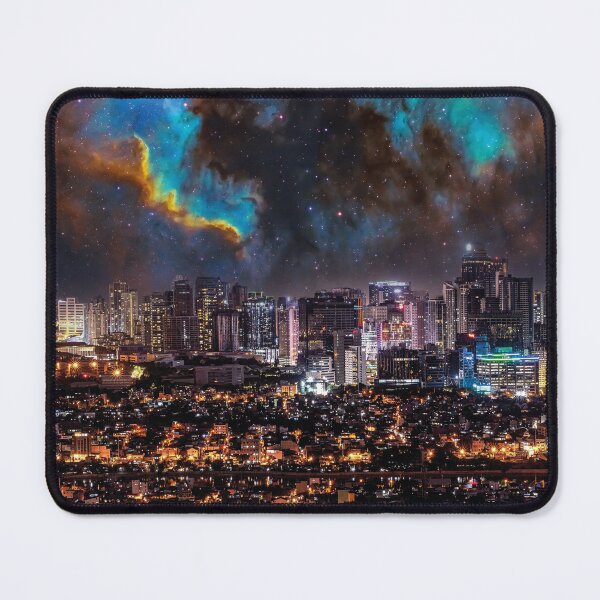 Item preview, Panorama del horizonte de la ciudad de Makati bajo un cielo estrellado galáctico designed and sold by Mauswohn.