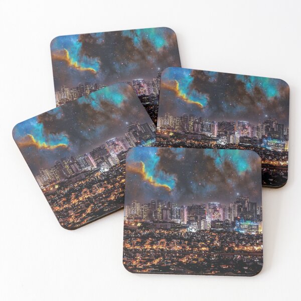 Item preview, Makati City Skyline under a galactic starry sky Panorama designed and sold by Mauswohn.