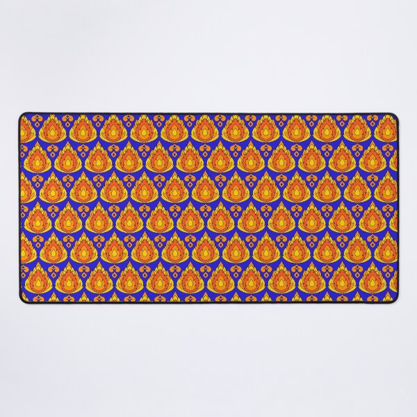 Item preview, Vibrant Orange and Gold Thai Kanok Pattern Seamless Background on Blue designed and sold by RS4you.