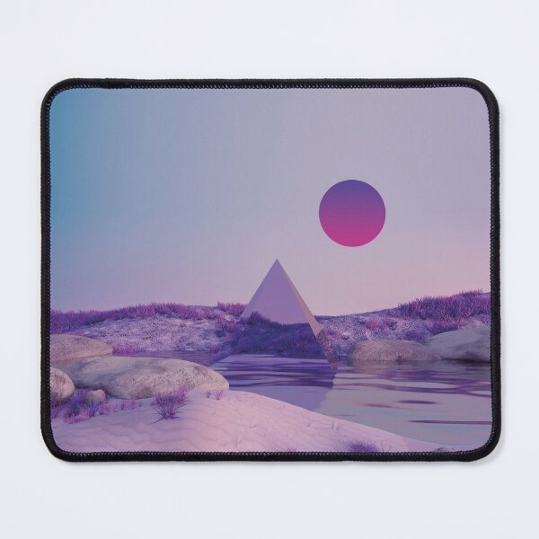 Item preview, vaporwave landscape with pyramid and flowing water designed and sold by Mauswohn.