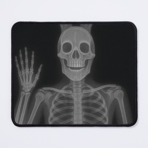 Item preview, Skeleton with rabbit ears waving X-ray image art designed and sold by Mauswohn.