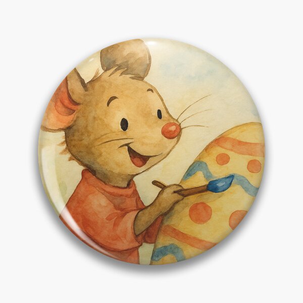 Item preview, Cute mouse paints large Easter egg watercolor illustration designed and sold by Mauswohn.