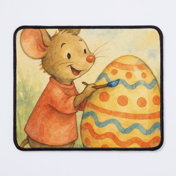 Item preview, Cute mouse paints large Easter egg watercolor illustration designed and sold by Mauswohn.