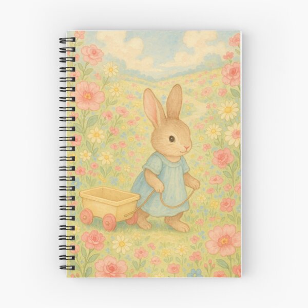 Item preview, Cute bunny with a wagon in a flower meadow designed and sold by Mauswohn.