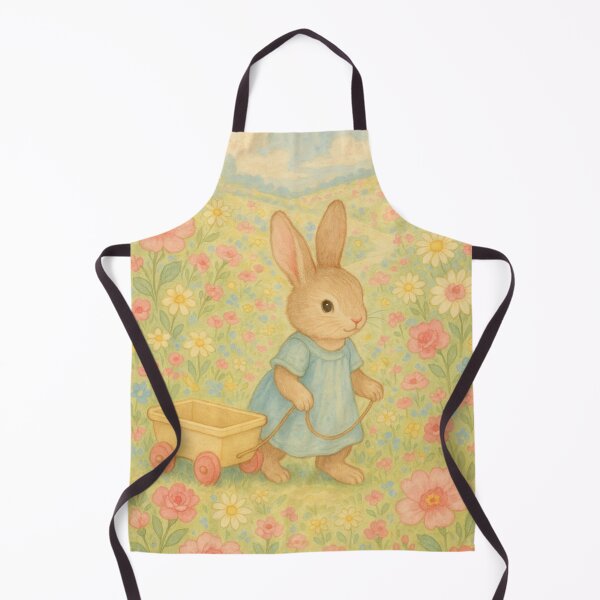 Item preview, Cute bunny with a wagon in a flower meadow designed and sold by Mauswohn.