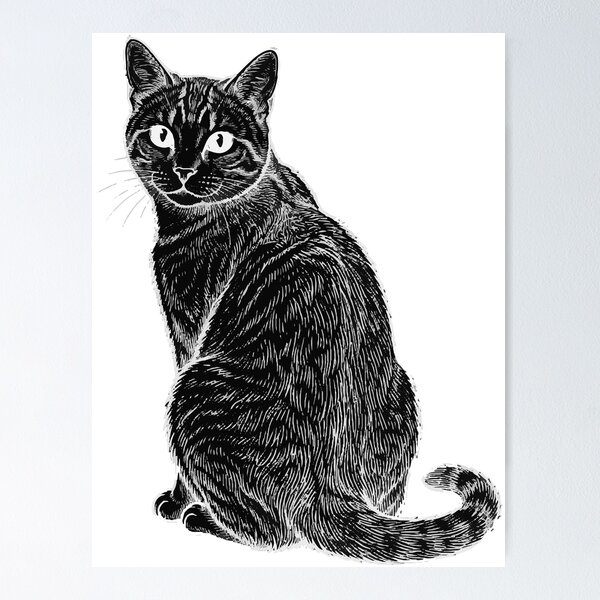 Artikelvorschau, Silhouette einer getigerten Katze – Minimalistische Katzenkunst entworfen und verkauft von furrydrool.