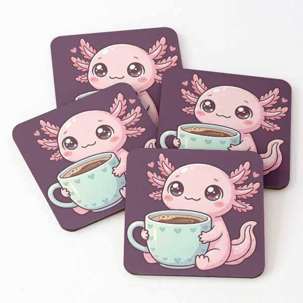 Item preview, Kawaii Axolotl Coffee Cozy Hearts designed and sold by Visual Dept..