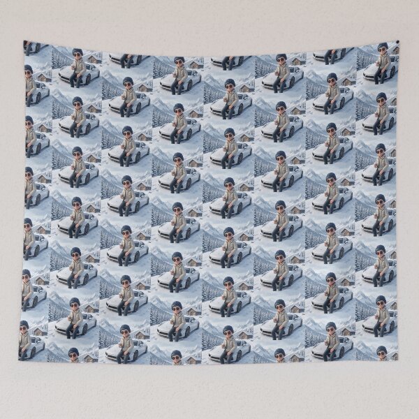 Item preview, Winter Adventure Boy with Sports Car – Snow Mountain 3D Art designed and sold by TrendTonic1.