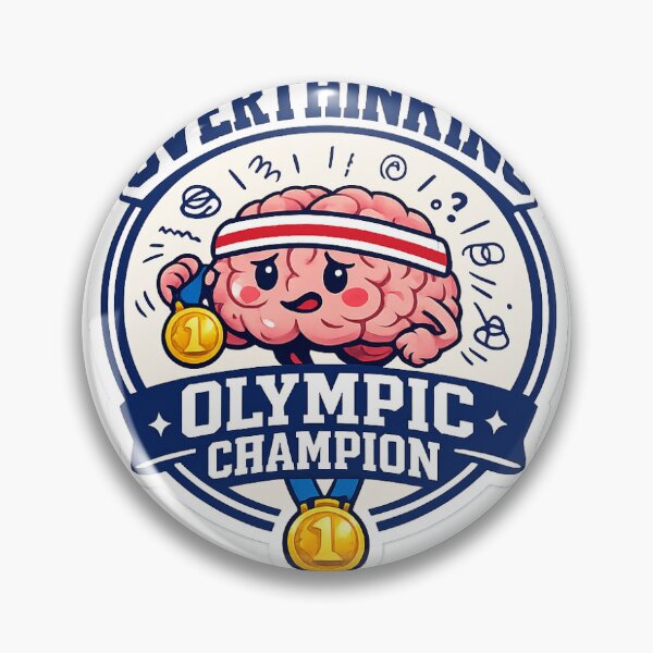 Item preview, Overthinking Olympic Champion – Funny Brain Cartoon Sticker designed and sold by ShrynaStore.