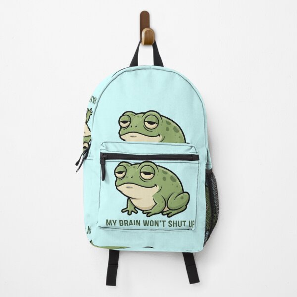Item preview, Overthinking Frog Sticker – Too Many Thoughts Anxiety Meme Shirt  designed and sold by ZyxDes.
