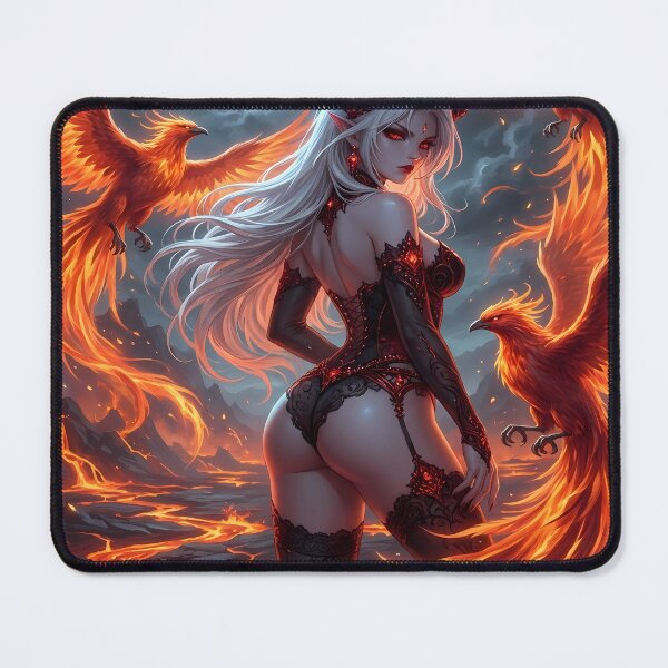Item preview, Demoness with Phoenixes in Fiery Landscape designed and sold by Daniel Abdelmaseih.
