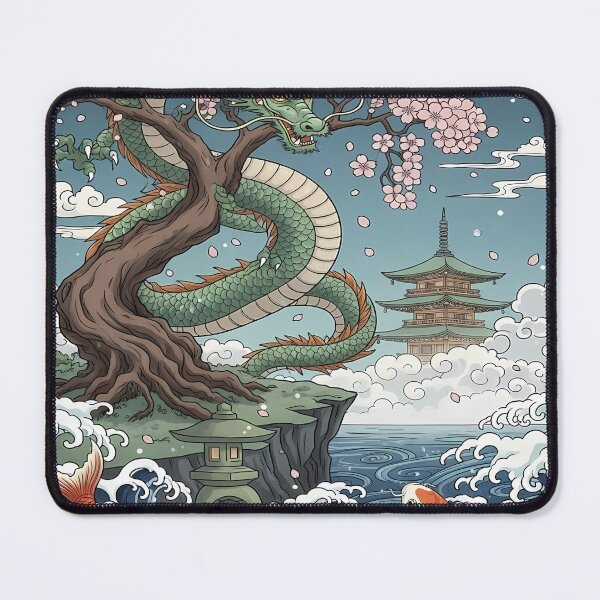 Item preview, Dragon and Koi in Cherry Blossom Scene designed and sold by Daniel Abdelmaseih.