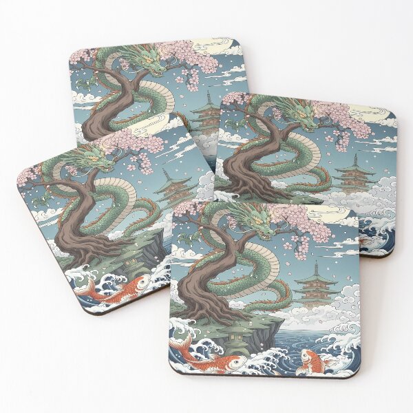 Item preview, Dragon and Koi in Cherry Blossom Scene designed and sold by Daniel Abdelmaseih.