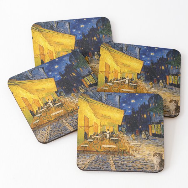 Item preview, Café Terrace at Night with a Little Meow designed and sold by Ocelot-T.