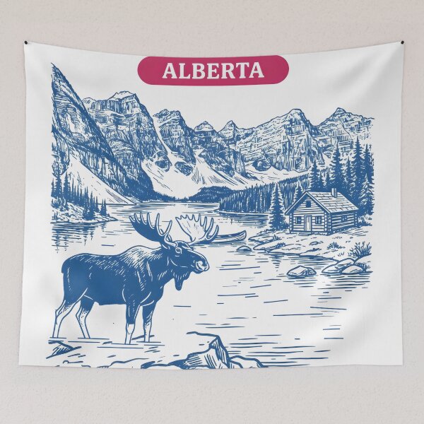 Item preview, Jasper National Park Alberta Canada Pastel Cute Landscape Moose designed and sold by HowToCanadian.