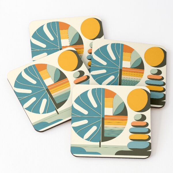 Item preview, Geometric Monstera Leaf and Stacked Stones designed and sold by InkSmithery.