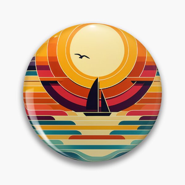 Artikelvorschau, Geometrischer Sonnenuntergang, Segelboot, Farbblock entworfen und verkauft von InkSmithery.