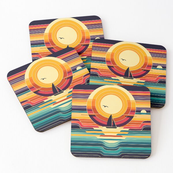 Item preview, Geometric Sunset Sailboat Colour Block designed and sold by InkSmithery.