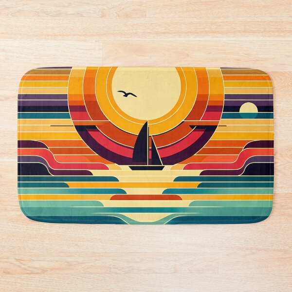 Item preview, Geometric Sunset Sailboat Colour Block designed and sold by InkSmithery.