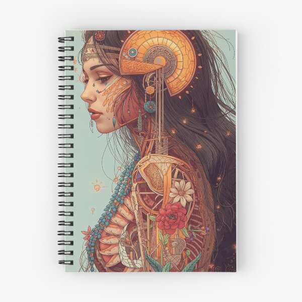 Item preview, Futuristic Cyborg Woman with Floral Circuitry Art designed and sold by StSDigs.