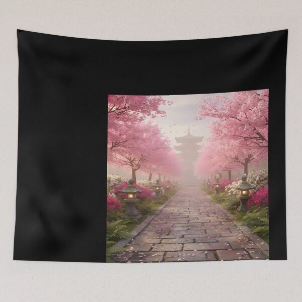 Item preview, Sakura Path to Pagoda designed and sold by DeBrainstore.