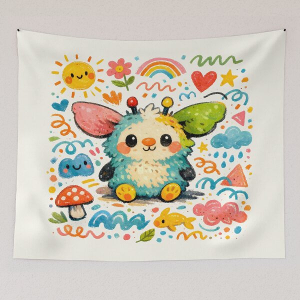 Item preview, Rainbow Fuzzy Forest Friend Kids Room Decor Pastel Aesthetic designed and sold by SplashTastic.