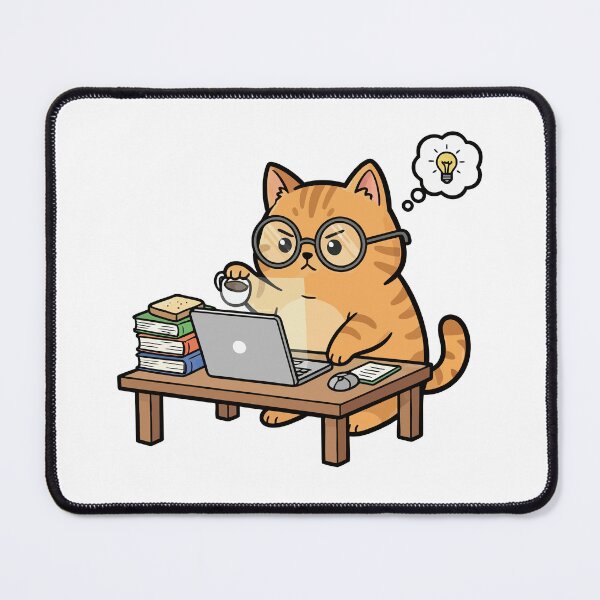 Item preview, Nerdy Orange Cat Working on Laptop with Coffee designed and sold by dreyesvc.