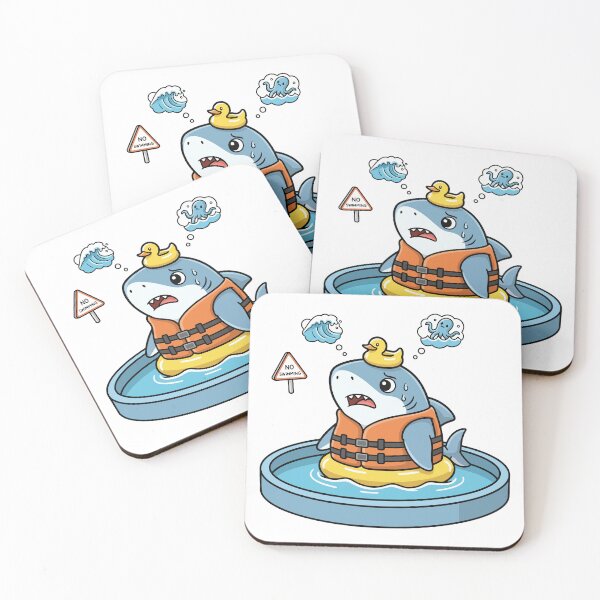 Item preview, Funny Scared Shark Wearing Life Vest and Duckie designed and sold by dreyesvc.
