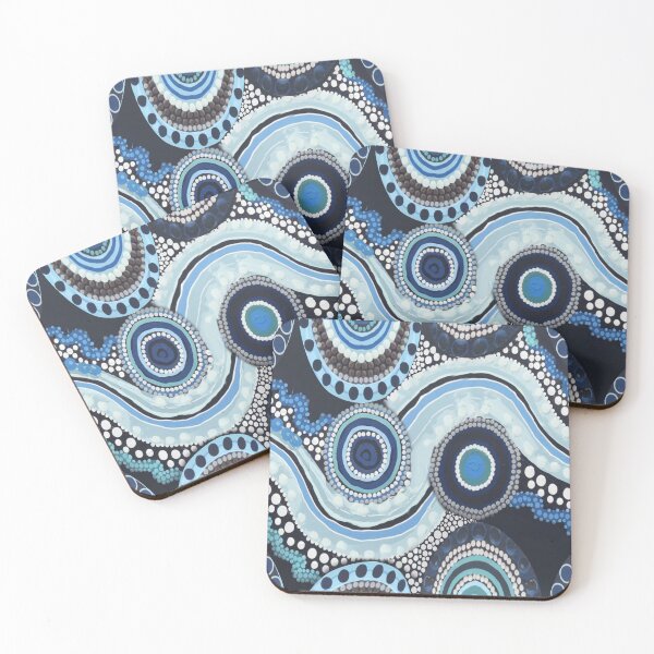 Item preview, Aboriginal Dot Painting Waterhole Running Water Blue designed and sold by AboriginalartVI.
