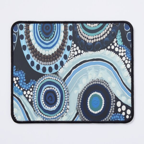 Item preview, Aboriginal Dot Painting Waterhole Running Water Blue designed and sold by AboriginalartVI.