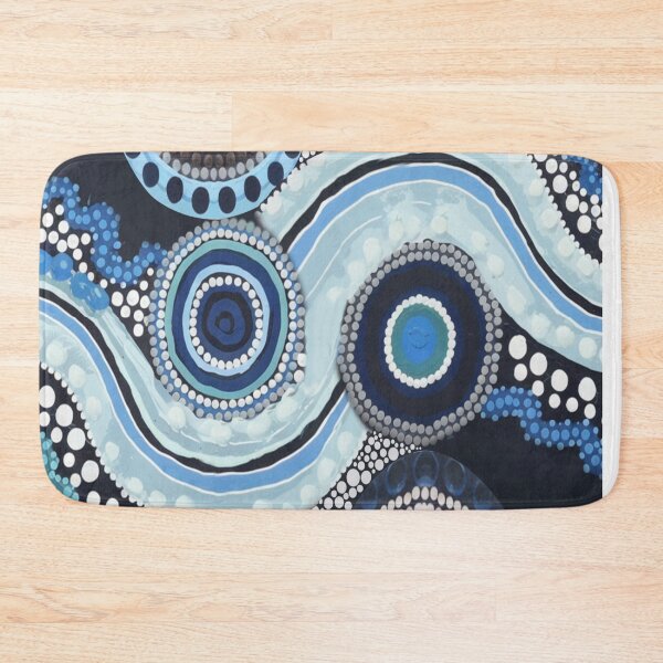 Item preview, Aboriginal Dot Painting Waterhole Running Water Blue designed and sold by AboriginalartVI.