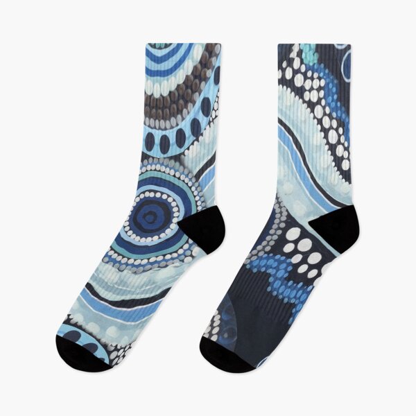 Item preview, Aboriginal Dot Painting Waterhole Running Water Blue designed and sold by AboriginalartVI.