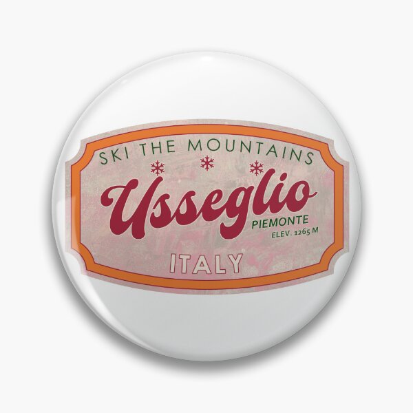 Item preview, Usseglio, Italy, Piemonte, Ski, textured skiing badge designed and sold by Wanderful-roads.