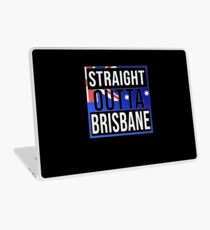 Straight Outta Brisbane Retro Style - Gift For An Australian From Brisbane in Queensland , Design Has The Australia Flag Embedded Laptop Skin
