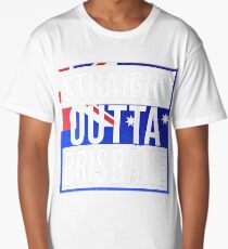Straight Outta Brisbane Retro Style - Gift For An Australian From Brisbane in Queensland , Design Has The Australia Flag Embedded Long T-Shirt