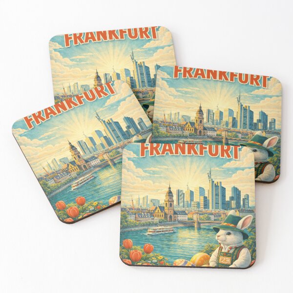 Item preview, Happy Easter Greeting Card Frankfurt 2026 – Retro Vintage City Easter Card designed and sold by Earth Celebration Designs.
