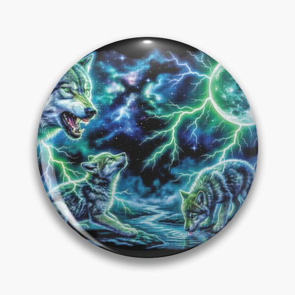 Item preview, Neon Lightning Wolf Pack Galaxy Art designed and sold by graphixpolash.