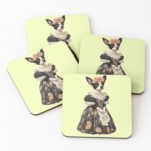 Item preview, Elegant Chihuahua lady in vintage floral dress portrait designed and sold by Mauswohn.