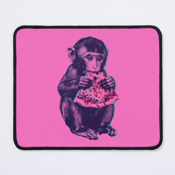 Item preview, Cute Baby Macaque “Punch” Eating Pizza – Adorable Abandoned Monkey Pop Art Design designed and sold by artworkathome.