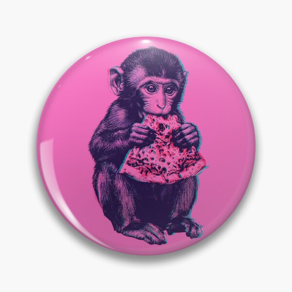 Item preview, Cute Baby Macaque “Punch” Eating Pizza – Adorable Abandoned Monkey Pop Art Design designed and sold by artworkathome.