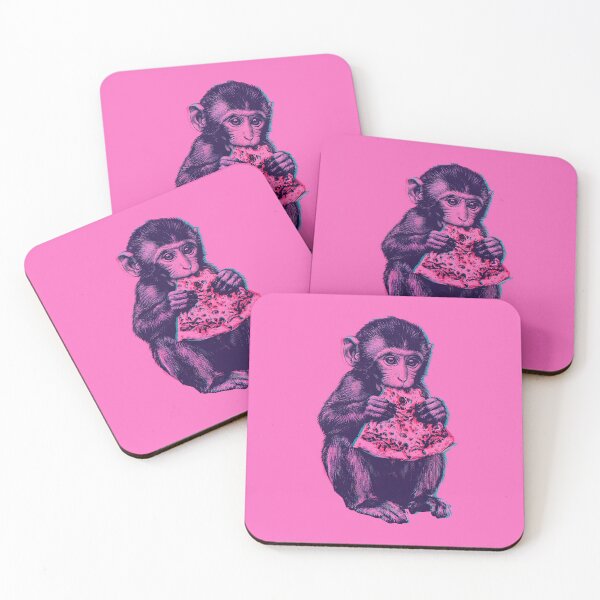 Item preview, Cute Baby Macaque “Punch” Eating Pizza – Adorable Abandoned Monkey Pop Art Design designed and sold by artworkathome.