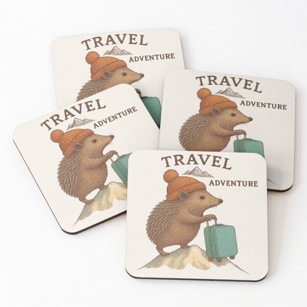Item preview, Cute Hedgehog on Snowy Mountain with Luggage – Kawaii Travel Adventure designed and sold by Aloloco.
