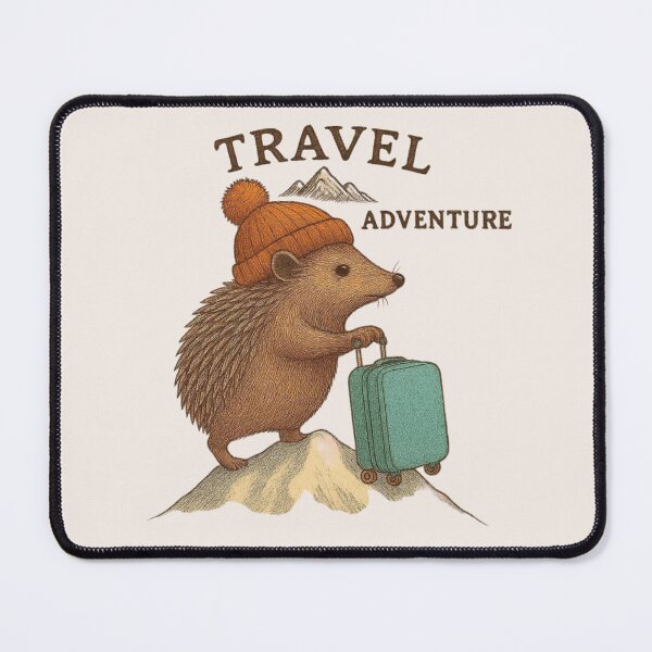 Item preview, Cute Hedgehog on Snowy Mountain with Luggage – Kawaii Travel Adventure designed and sold by Aloloco.
