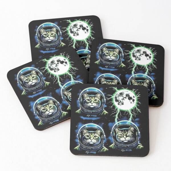Item preview, Retro Space Cats & Lightning Moon designed and sold by graphixpolash.