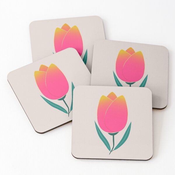 Item preview, Pink and yellow tulip with green leaves, Beautiful Spring flower designed and sold by Caterina@.