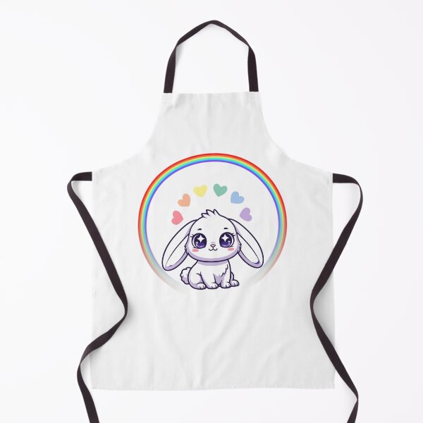 Item preview, Rainbow Circle Bunny - Kawaii Bunny with Hearts & Colorful Rainbow Art designed and sold by Love3Happy.