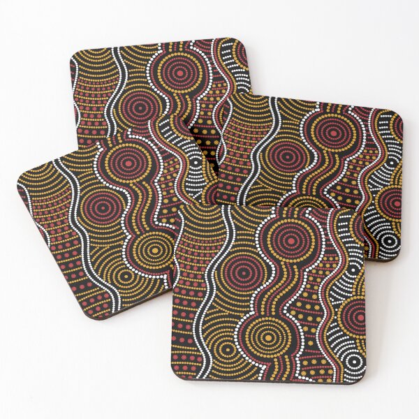Item preview, Aboriginal Dot Painting Waterhole Red And Yellow designed and sold by AboriginalartVI.
